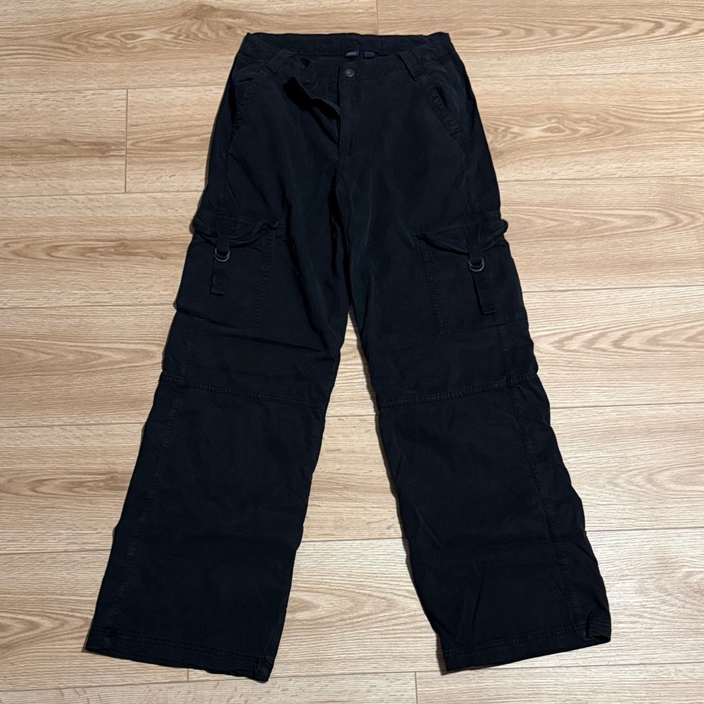 American Eagle Black Baggy Wide Leg Cargo Pants